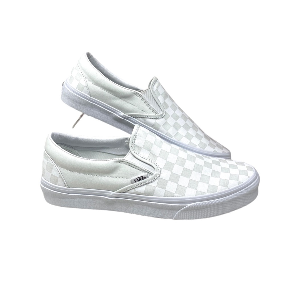 VANS Classic Slip-On Checkerboard True Men’s White Canvas Shoes Size VN000EYEX1L